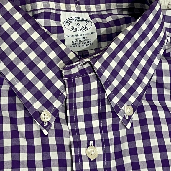 Brooks Brothers Button Down Purple Dress Shirt Long Sleeve - Picture 3 of 5